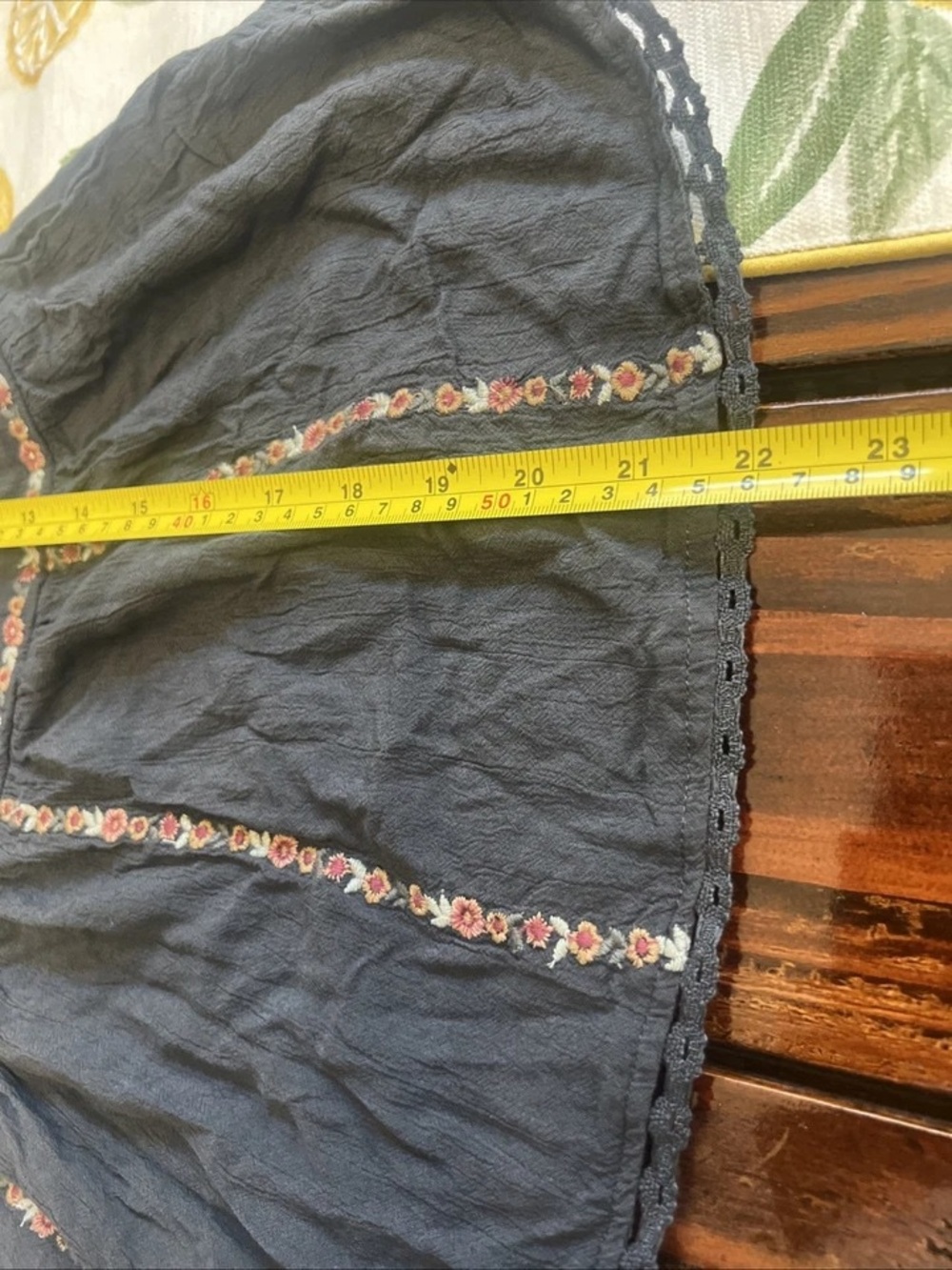 American Eagle Outfitters Navy Blue Floral Embroidered Peasant Blouse - Picture 8 of 10
